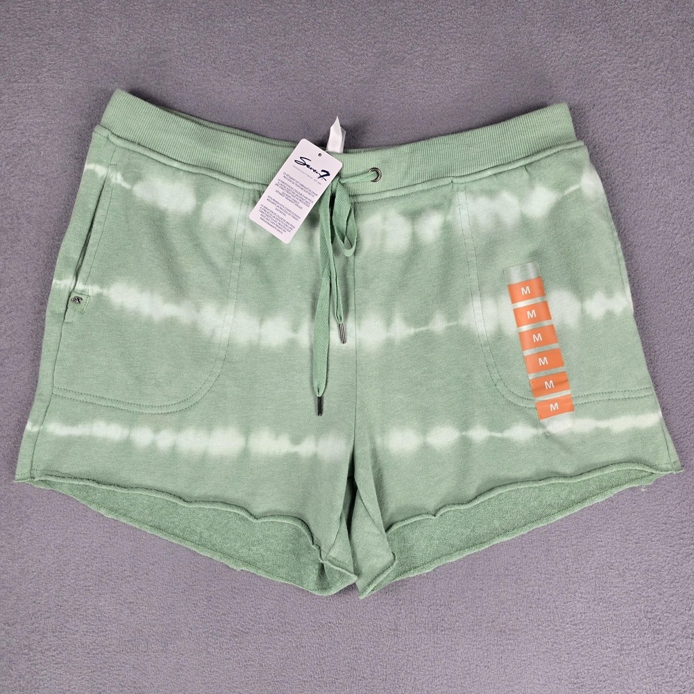 Seven7 Sweat Shorts Womens Medium Green Terry Tie Dye Lounge Casual Summer NWT